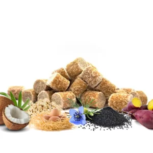 Bites SKIN & COAT (suaves) - BONBONS de Coco, Aveia & Óleo Cominho Negro (com ovos inteiros) (Melhora Pele e Pelo)